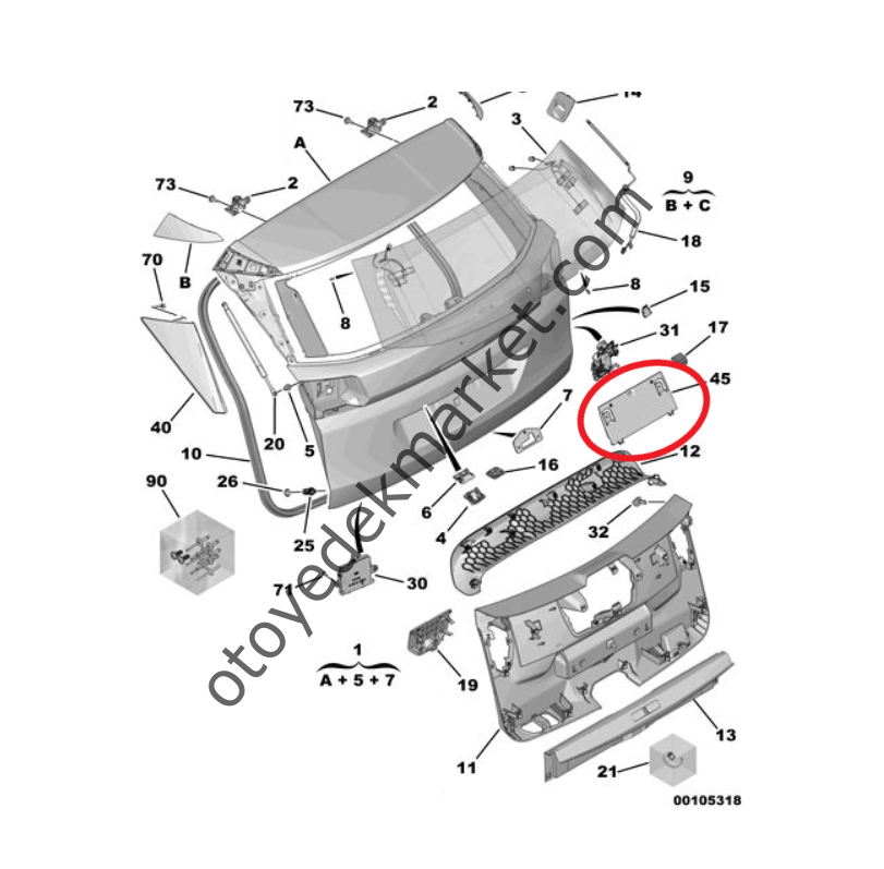 Opel Astra (2022-2024) Bagaj Kapak Plaka Altlığı (Orijinal)