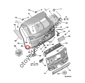 Opel Astra (2022-2024) Bagaj Kapak Takoz Dayanağı Tutucu (Orijinal)