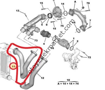 Citroen C3 (2017-2024) Turbo İntercooler Üst Hortumu (Orijinal)