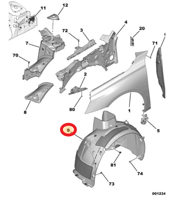 DS9 (2020-2025) Sağ Ön Çamurluk Davlumbazı (Orijinal)
