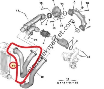 Opel Grandland (2017-2023) Turbo İntercooler Üst Hortumu (İthal)