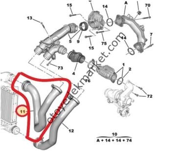 Peugeot 308 (2022-2026) Turbo Hava Radyatörü Üst Hortumu (Orijinal)