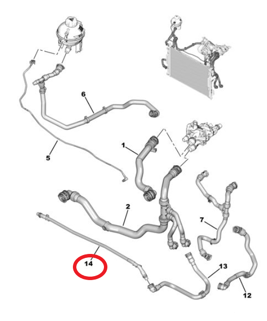 Peugeot 3008 (2024-2025) 1.2 Benzinli Hybrid Radyatör Ara Bağlantı Borusu (Orijinal)