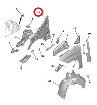 Citroen Berlingo (2019-2025) Sol Ön Çamurluk İç Sacı (Orjinal)