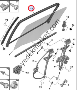 Peugeot 307 (2001-2008) Sol Arka Cam Fitili (Orijinal)