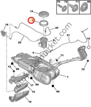 Peugeot 206 (1998-2009) Depo Şamandırası Somunu (Orijinal)