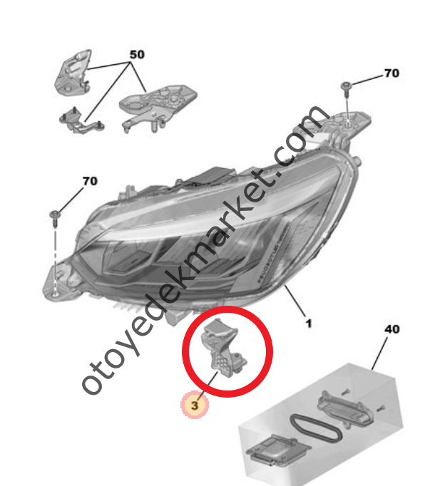 Peugeot 2008 (2020-2025) Sağ Ön Far Bağlantı Ayağı (Orijinal)