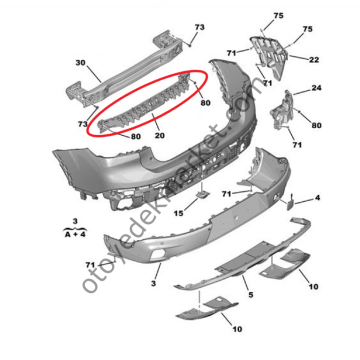 Citroen C4 X (2021-2024) Arka Tampon Orta Bağlantı Plastiği (Orijinal)