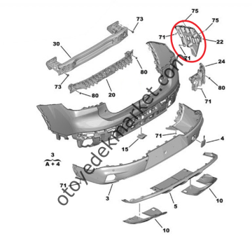 Citroen C4 X (2021-2024) Arka Tampon Sağ Yan Bağlantı Ayağı (Orijinal)