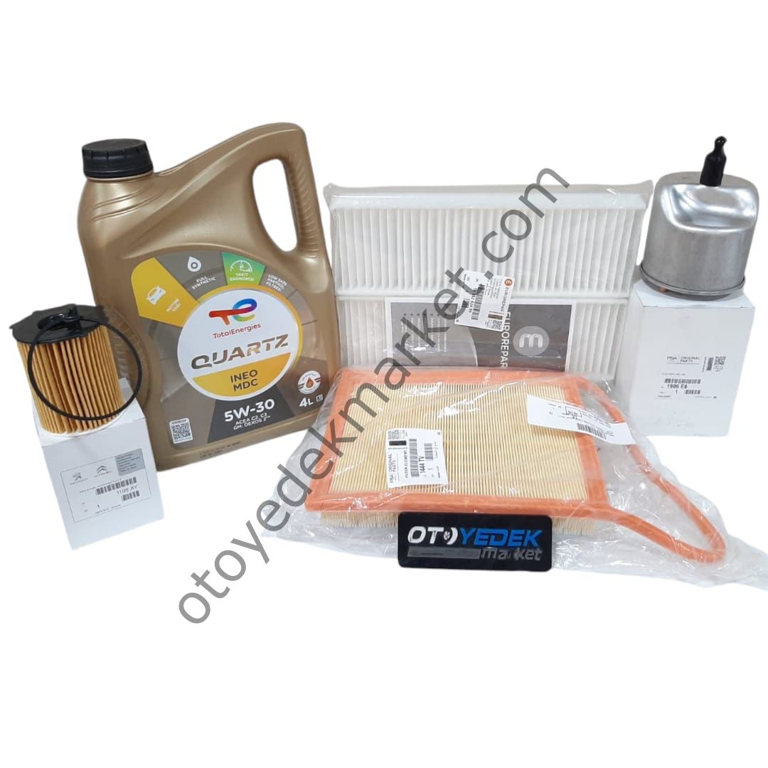 Peugeot Partner Teepe (2012-2016) 1.6 Euro5 Filtre Bakım Seti(Orijinal) Ve 5w30 Motor Yağ