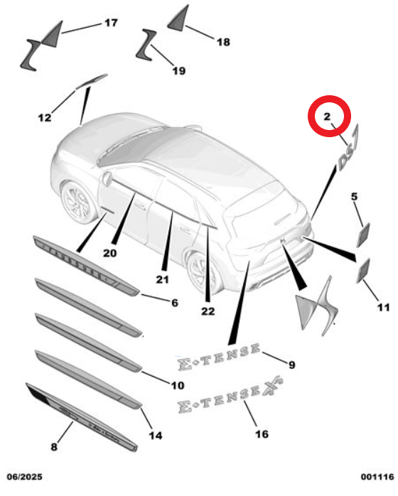 DS7 (2023-2025) Bagaj Kapağı Ds Yazısı (Orijinal)
