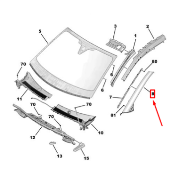 Citroen C5 Aircross (2019-2024) Ön Cam Sol Direk Çıtası (Orijinal)