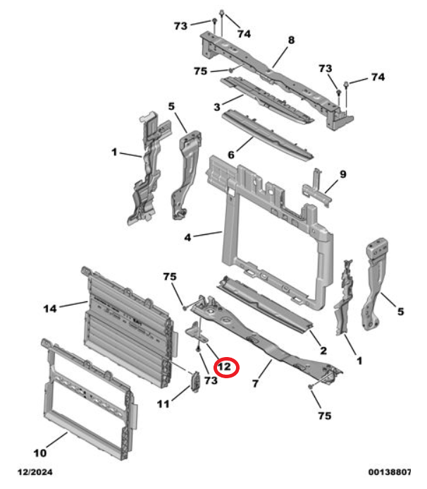 Citroen e-C3 (2024-2026) Ön Panel Alt Traversi Sol Bağlantı Braketi (Orijinal)