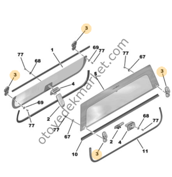 Citroen Ami (2021-2024) Kapı Cam Menteşesi (Orijinal)
