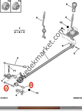 PEUGEOT 206 GTI VİTES ÇUBUĞU KISA (ORİJİNAL)