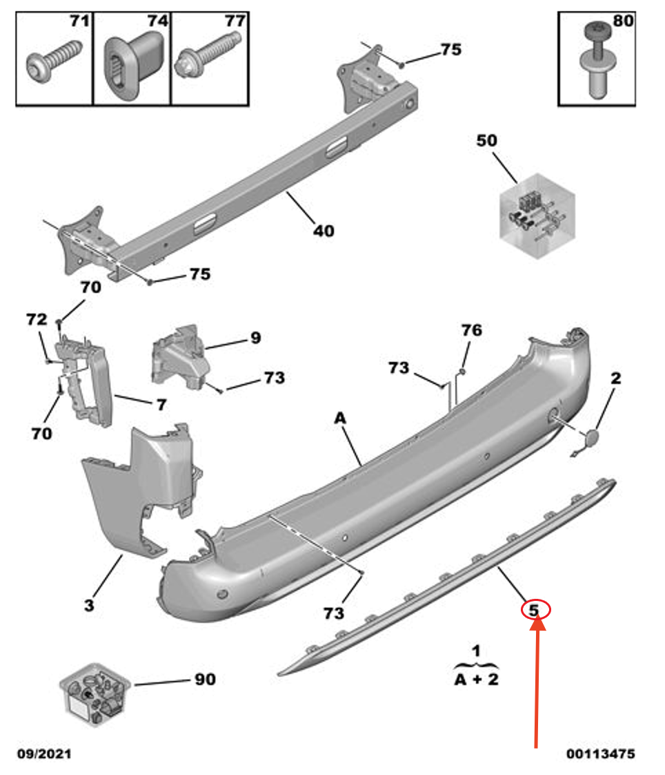 Citroen Berlingo (2024-2025) Arka Tampon Alt Çıtası (Orijinal)