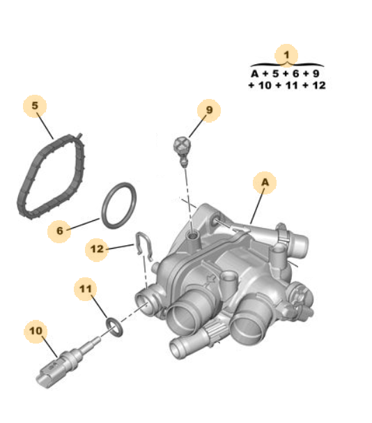 DS9 (2020-2025) 1.6 Turbo Benzinli Su Çıkış Termostat Kutusu (Komple) (Orijinal)