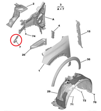 Citroen e-C3 (2024-2026) Sağ Ön Çamurluk Bağlantı Sacı (Orijinal)