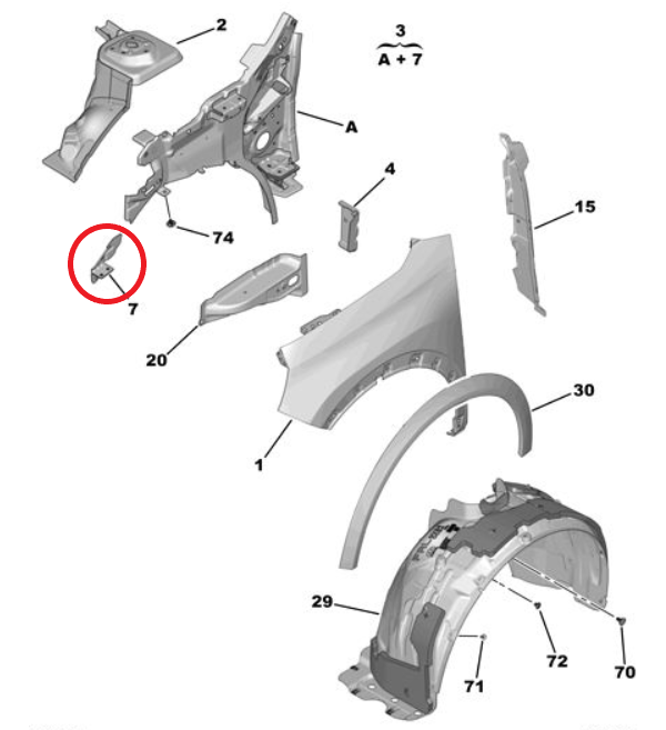 Citroen e-C3 (2024-2026) Sol Ön Çamurluk Bağlantı Sacı (Orijinal)