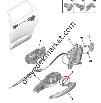 Citroen C4 X (2021-2025) Sağ Ön Kapı Dış Açma Kolu Uç Plastiği (Orijinal)