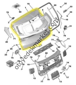Opel Grandland (2017-2021) Bagaj Kapağı (Orijinal)