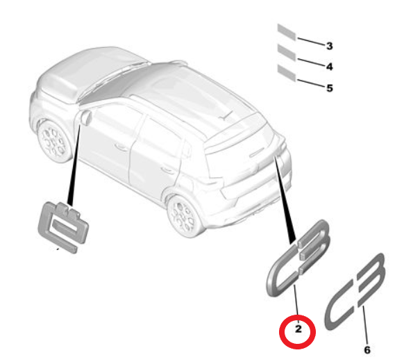 Citroen e-C3 (2024-2026) Bagaj C3 Amblemi (Orijinal)