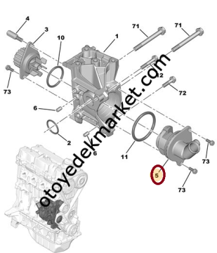Citroen C3 (2003-2009) 1,4 Su Pompa Çıkış Borusu (Orijinal)