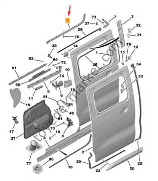Opel Zafira Life (2021-2024) Sol Sürgülü Kapı Üst Rayı (Orijinal)