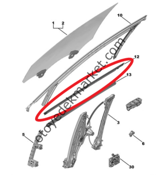 Opel Astra (2022-2024) Sol Ön Kapı Camı Dış Yatay Lastik Fitili, Kromajlı (Orijinal)