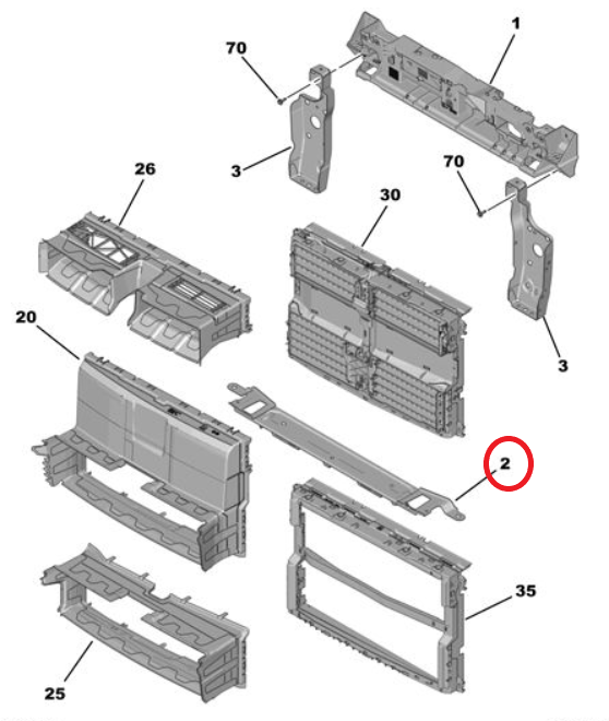 Peugeot e-3008 (2024-2026) Ön Panel Alt Traversi (Orijinal)