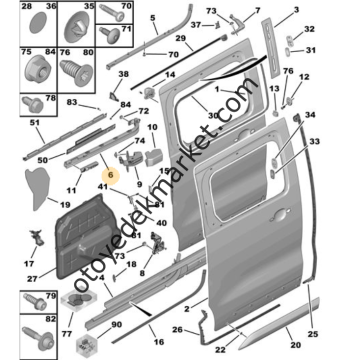 Opel Zafira (2021-2024) Sol Sürgülü Kapı Rayı (Orijinal)