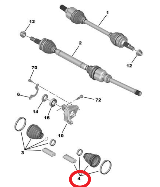 DS9 (2020-2025) 1.6 Turbo Benzinli Dış Aks Körüğü (Orijinal)