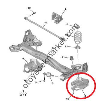 Peugeot 3008 (2016-2025) Arka Dingil / Travers Sol Bakalit Plastik Muhafaza Kapağı (Orijinal)
