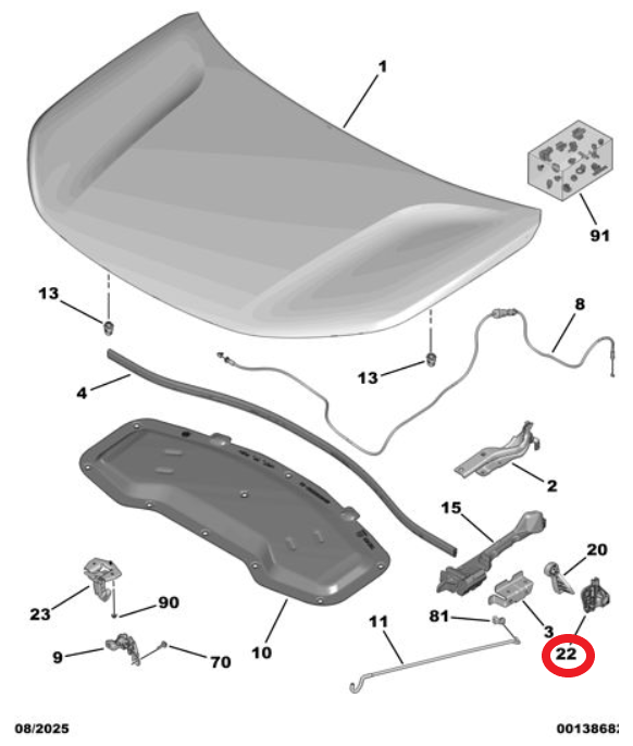 Citroen e-C3 (2024-2026) Kaput El Kumandası (Orijinal)
