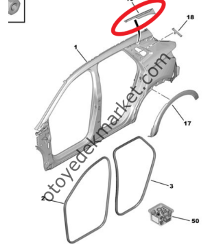 Opel Grandland X (2017-2021) Sol Arka Tavan Çıtası (Orijinal)