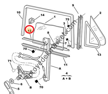 PEUGEOT 206 ÖN SOL CAM İÇ FİTİLİ (ORİJİNAL)