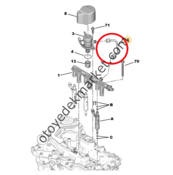 Citroen C4 (2021-2024) 1.2 Turbo Benzinli Enjektör Borusu (Orijinal)