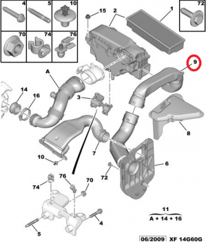 Peugeot Partner Tepee (2009-2012) 1.6 Hdi Hava Filtre Hortumu (İthal)