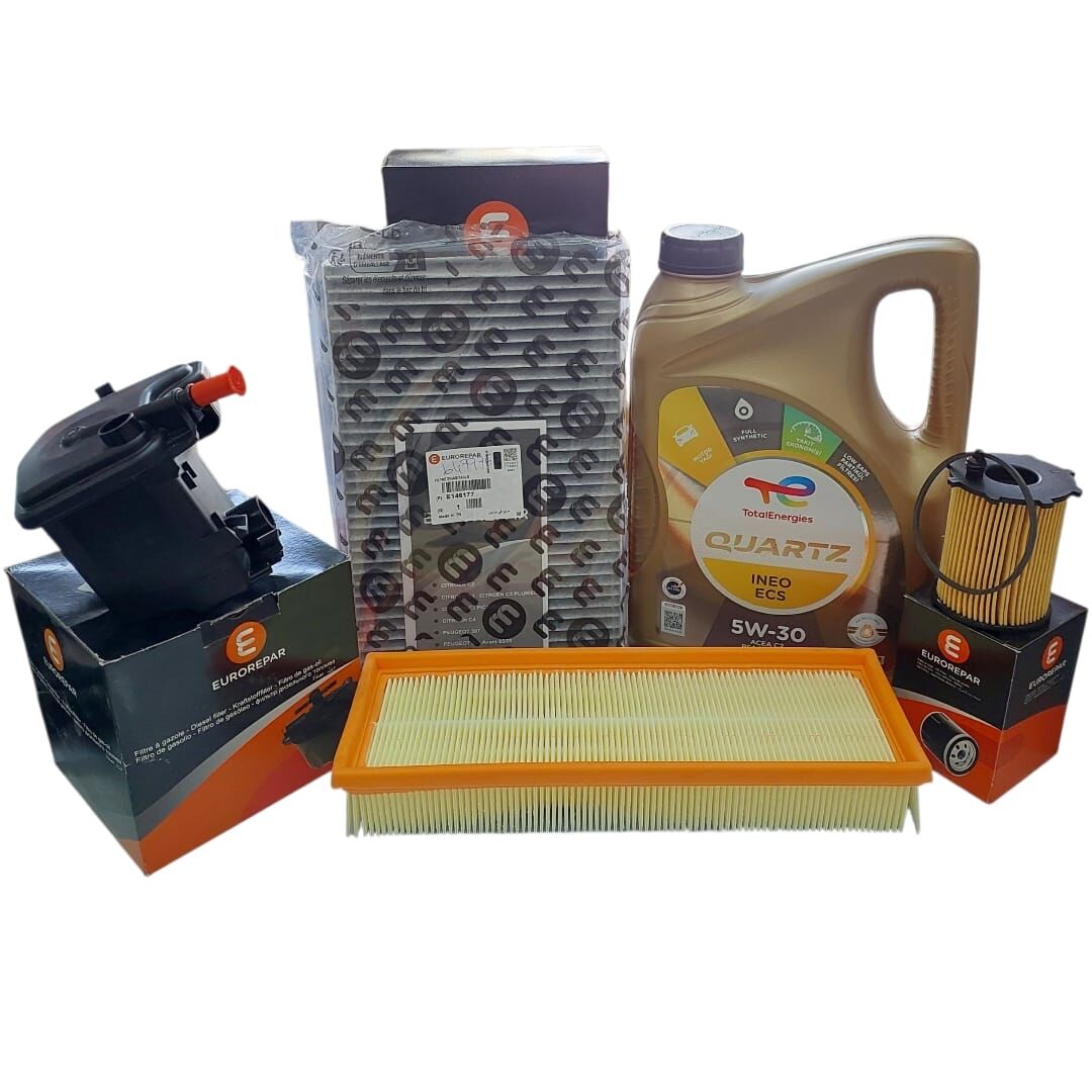 Citroen C4 (2004-2010) 1.6 Hdi Filtre Bakım Seti + 5w30 Yağ (Orijinal Eurorepar)