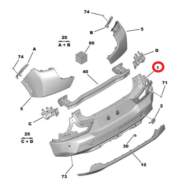 Citroen é-C3 (2024-2026) Arka Tampon (Orijinal)
