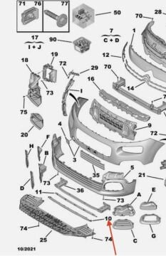 Citroen Berlingo (2019-2023) Ön Tampon Alt Çıtası (Orijinal)