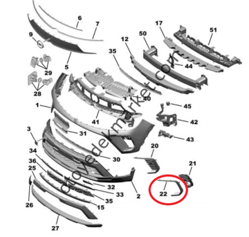 Opel Crossland (2020-2024) Ön Tampon Sis Farı Çıtası Sol (Orjinal)