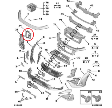 Peugeot 408 (2023-2024) Ön Tampon Arka Havalandırma Kanalı (Orijinal)
