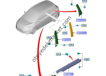 Ford C-Max (2011-2015) Kaplama Marşpiyel Arka Sağ (Otosan)