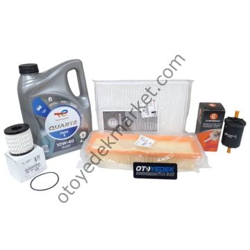 Citroen C3 (2002-2010) 1.4 8v 75hp Benzinli Filtre Seti (Orijinal) Ve 10W40 Motor Yağ