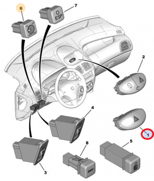 PEUGEOT 206 (1998-2003) DÖRTLÜ DÜĞMESİ ÇİFTLİ (İTHAL)