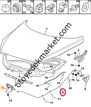 Peugeot 307 (2005-2009) Ön Kaput Açma Teli (Orijinal)