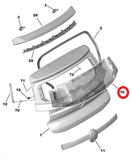 Citroen é-C3 (2024-2026) Bagaj Kapak Camı (Orijinal)