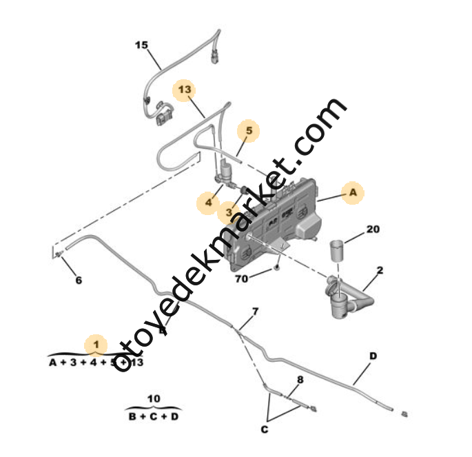 Peugeot Rifter (2019-2025) Cam Silecek Suyu Deposu (Orijinal)