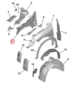 Citroen C5 Aircross (2025-2027) Sol Ön Çamurluk İç Sacı (Orijinal)